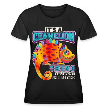 Chameleon, funny saying, It's-A-Chameleon-Thing - Women's Functional T-Shirt - black - Front - AI Model Female 172 light (172cm)