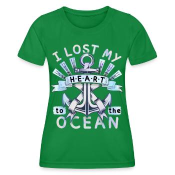 Ancre de navire, dicton romantique, amour de l’océan - T-shirt sport Femme - vert - Devant - AI Model Female 172 dark (172cm)