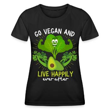Lustiger Veganer Spruch mit Sellerie und Spinat - Frauen Funktions-T-Shirt - Schwarz - Vorne - AI Model Female 172 light (172cm)