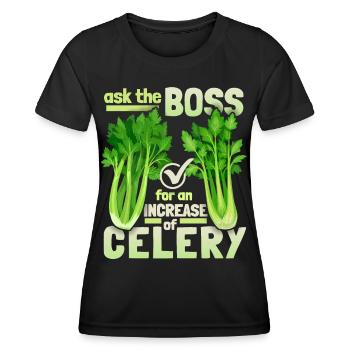 Celery, funny saying, pun, celery-raise - Women's Functional T-Shirt - black - Front - AI Model Female 172 light (172cm)