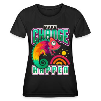 Chameleon, funny saying, motivational saying - Women's Functional T-Shirt - black - Front - AI Model Female 172 light (172cm)