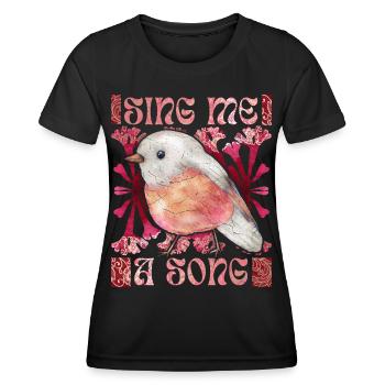 Rotkehlchen, lustiger Spruch, Vogel, Gesang - Frauen Funktions-T-Shirt - Schwarz - Vorne - AI Model Female 172 light (172cm)
