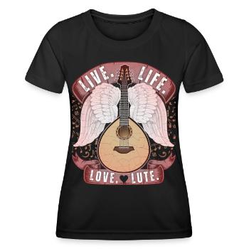 Luth, instrument de luth, joueur de luth, disant - T-shirt sport Femme - noir - Devant - AI Model Female 172 light (172cm)