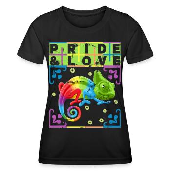 Rainbow Chameleon, LGBT Pride-Rainbow LGBTQ - Women's Functional T-Shirt - black - Front - AI Model Female 172 light (172cm)