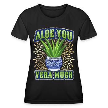 Valentine's Day, Love-Love Aloe Vera funny saying - Women's Functional T-Shirt - black - Front - AI Model Female 172 light (172cm)