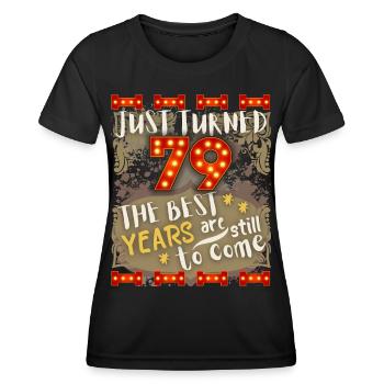 79. Geburtstag 79 Jahre alt Vintage-Design, Spruch - Frauen Funktions-T-Shirt - Schwarz - Vorne - AI Model Female 172 light (172cm)