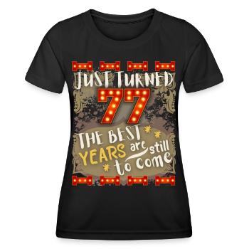 77. Geburtstag 77 Jahre alt Vintage-Design, Spruch - Frauen Funktions-T-Shirt - Schwarz - Vorne - AI Model Female 172 light (172cm)