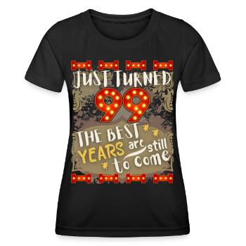 99th birthday 99 years old vintage design, saying - Women's Functional T-Shirt - black - Front - AI Model Female 172 light (172cm)