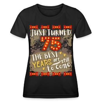 75. Geburtstag 75 Jahre alt Vintage-Design, Spruch - Frauen Funktions-T-Shirt - Schwarz - Vorne - AI Model Female 172 light (172cm)