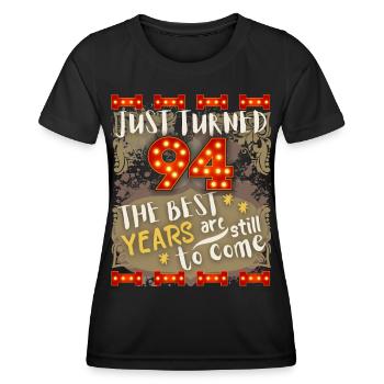 94th birthday 94 years old vintage design, saying - Women's Functional T-Shirt - black - Front - AI Model Female 172 light (172cm)