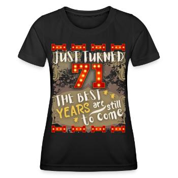 71. Geburtstag 71 Jahre alt Vintage-Design, Spruch - Frauen Funktions-T-Shirt - Schwarz - Vorne - AI Model Female 172 light (172cm)
