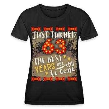 63. Geburtstag 63 Jahre alt Vintage-Design, Spruch - Frauen Funktions-T-Shirt - Schwarz - Vorne - AI Model Female 172 light (172cm)