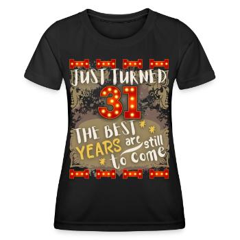 31ème anniversaire 31 ans design vintage, dicton - T-shirt sport Femme - noir - Devant - AI Model Female 172 light (172cm)