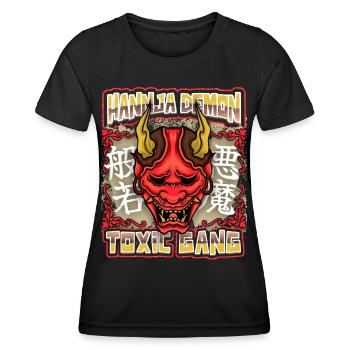 Hannja Demon, Japanese Demon, Streetgang Tokyo - Women's Functional T-Shirt - black - Front - AI Model Female 172 light (172cm)