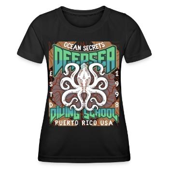 Tauchschule Plakat mit Tintenfisch, Krake-Oktopus - Frauen Funktions-T-Shirt - Schwarz - Vorne - AI Model Female 172 light (172cm)
