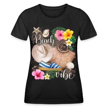 Urlaub am Meer, Strand, Beach-Vibe Espadrilles - Frauen Funktions-T-Shirt - Schwarz - Vorne - AI Model Female 172 light (172cm)