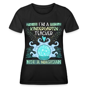 Kindergarten teacher, kindergarten teacher funny saying - Women's Functional T-Shirt - black - Front - AI Model Female 172 light (172cm)