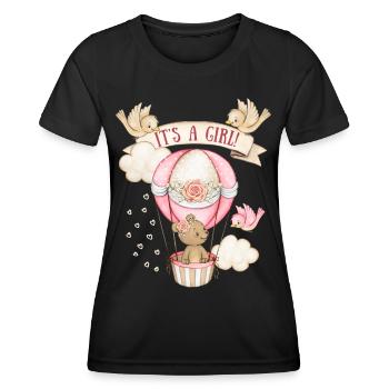 Baby-Girl, Teddybär-Baby, Cute-Design It's a girl - Frauen Funktions-T-Shirt - Schwarz - Vorne - AI Model Female 172 light (172cm)
