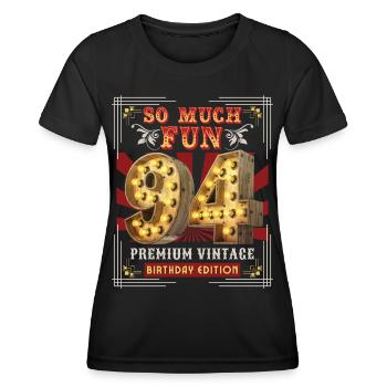 94th birthday 94 years Vintage-Retro Fun-Birthday - Women's Functional T-Shirt - black - Front - AI Model Female 172 light (172cm)