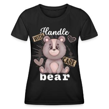 Funny bear, teddy bear, funny saying bear - Women's Functional T-Shirt - black - Front - AI Model Female 172 light (172cm)