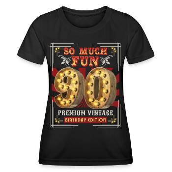 90th Birthday 90 Years Vintage-Retro Fun-Birthday - Women's Functional T-Shirt - black - Front - AI Model Female 172 light (172cm)