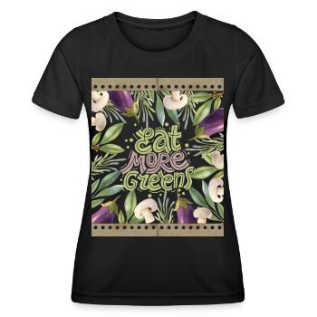 Végétarien Végétalien Drôle Dicton Manger-Plus-Verts - T-shirt sport Femme - noir - Devant - AI Model Female 172 light (172cm)