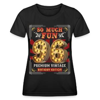 96. Geburtstag 96 Jahre Vintage-Retro Fun-Birthday - Frauen Funktions-T-Shirt - Schwarz - Vorne - AI Model Female 172 light (172cm)