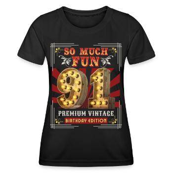 91st birthday 91 years Vintage-Retro Fun-Birthday - Women's Functional T-Shirt - black - Front - AI Model Female 172 light (172cm)
