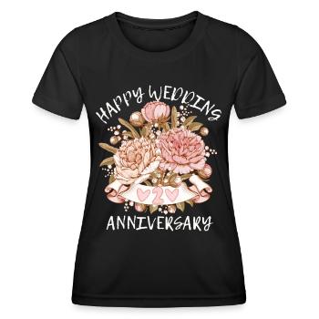 Hochzeitstag Alles Gute Glückwunsch mit Hortensien - Frauen Funktions-T-Shirt - Schwarz - Vorne - AI Model Female 172 light (172cm)