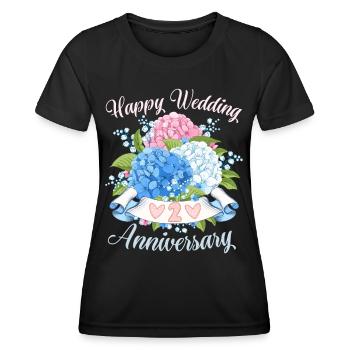 Hochzeitstag Alles Gute Glückwunsch mit Hortensien - Frauen Funktions-T-Shirt - Schwarz - Vorne - AI Model Female 172 light (172cm)