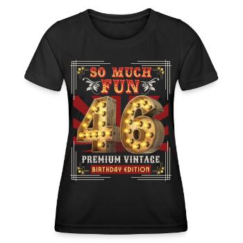 46ème anniversaire 46 ans Vintage-Retro-Fun-Anniversaire - T-shirt sport Femme - noir - Devant - AI Model Female 172 light (172cm)