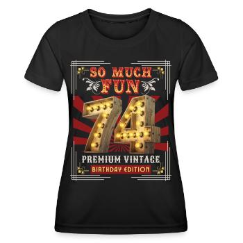 74th birthday 74 years Vintage-Retro Fun-Birthday - Women's Functional T-Shirt - black - Front - AI Model Female 172 light (172cm)