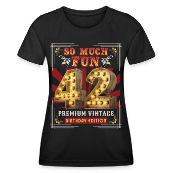 42nd birthday 42 years Vintage-Retro-Fun-Birthday - Women's Functional T-Shirt - black - Front - AI Model Female 172 light (172cm)