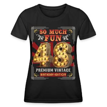48th birthday 48 years Vintage-Retro Fun-Birthday - Women's Functional T-Shirt - black - Front - AI Model Female 172 light (172cm)
