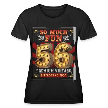 56th birthday 56 years Vintage-Retro Fun-Birthday - Women's Functional T-Shirt - black - Front - AI Model Female 172 light (172cm)