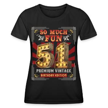 51st birthday 51 years Vintage-Retro Fun-Birthday - Women's Functional T-Shirt - black - Front - AI Model Female 172 light (172cm)