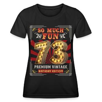 73rd birthday 73 years Vintage-Retro-Fun-Birthday - Women's Functional T-Shirt - black - Front - AI Model Female 172 light (172cm)