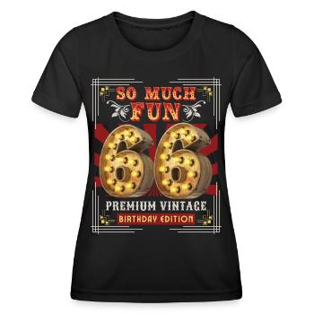 66th birthday 66 years Vintage-Retro Fun-Birthday - Women's Functional T-Shirt - black - Front - AI Model Female 172 light (172cm)