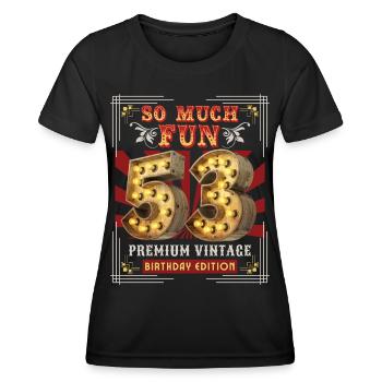 53rd birthday 53 years Vintage-Retro Fun-Birthday - Women's Functional T-Shirt - black - Front - AI Model Female 172 light (172cm)