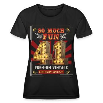 41st birthday 41 years Vintage-Retro Fun-Birthday - Women's Functional T-Shirt - black - Front - AI Model Female 172 light (172cm)