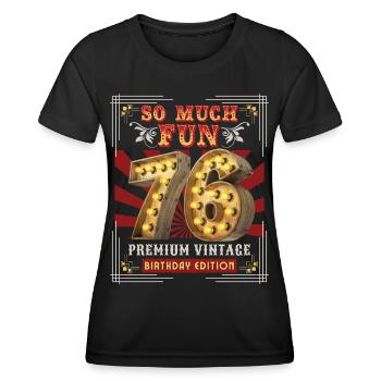76th birthday 76 years Vintage-Retro Fun-Birthday - Women's Functional T-Shirt - black - Front - AI Model Female 172 light (172cm)