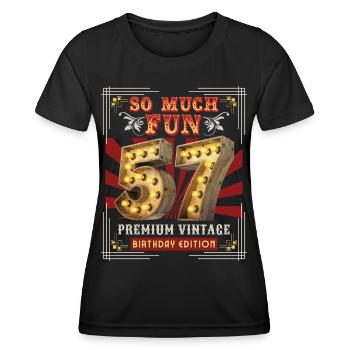 57th birthday 57 years Vintage-Retro Fun-Birthday - Women's Functional T-Shirt - black - Front - AI Model Female 172 light (172cm)