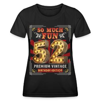 52ème anniversaire 52 ans Vintage-Retro Fun-Birthday - T-shirt sport Femme - noir - Devant - AI Model Female 172 light (172cm)