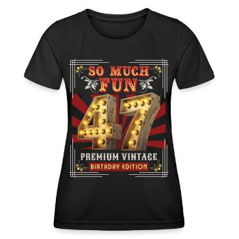 47th birthday 47 years Vintage-Retro Fun-Birthday - Women's Functional T-Shirt - black - Front - AI Model Female 172 light (172cm)