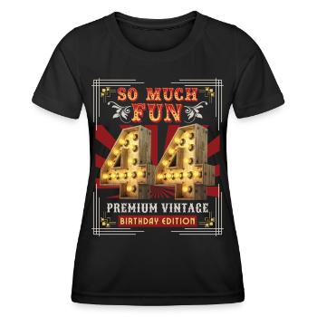 44th birthday 44 years Vintage-Retro Fun-Birthday - Women's Functional T-Shirt - black - Front - AI Model Female 172 light (172cm)