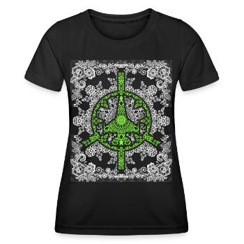 Symbole de paix, signe de paix, avion de chasse No-War - T-shirt sport Femme - noir - Devant - AI Model Female 172 light (172cm)