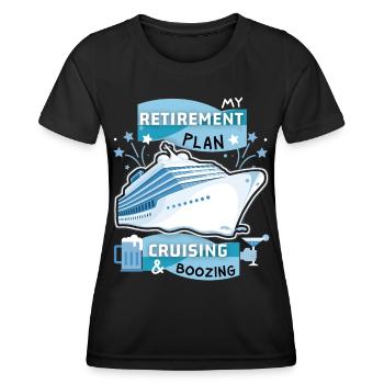 Kreuzfahrt, lustiger Spruch Rentner-Pläne, Rentner - Frauen Funktions-T-Shirt - Schwarz - Vorne - AI Model Female 172 light (172cm)