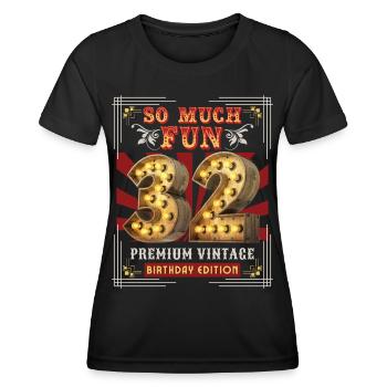 32nd birthday 32 years Vintage-Retro Fun-Birthday - Women's Functional T-Shirt - black - Front - AI Model Female 172 light (172cm)