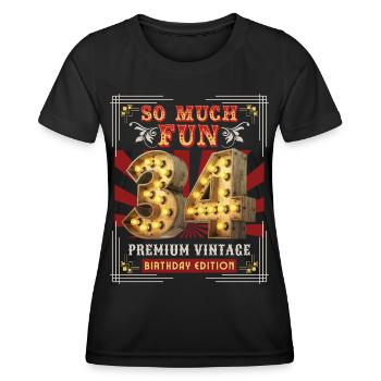 34th birthday 34 years Vintage-Retro Fun-Birthday - Women's Functional T-Shirt - black - Front - AI Model Female 172 light (172cm)
