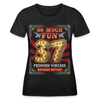 37th birthday 37 years Vintage-Retro Fun-Birthday - Women's Functional T-Shirt - black - Front - AI Model Female 172 light (172cm)